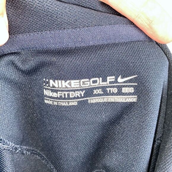 Nike golf dri fit short sleeve 3 button polo navy w/light blue stripe sz XXL Men - Picture 7 of 8